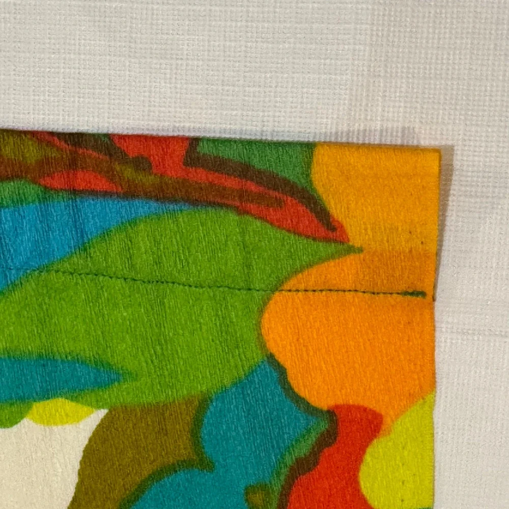 Colorful Floral Window Panels Set of 2 Orange Blue Green 27x40 Handmade Retro